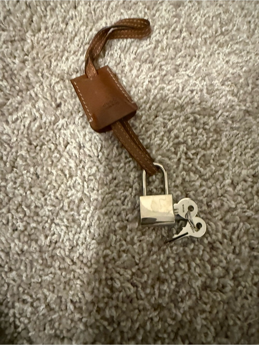 Gucci Leather Key Fob with lock and key